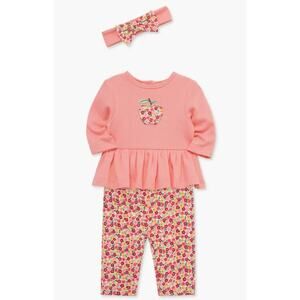 Little Me Apple Skirted Bodysuit, Leggings & Headband Set
